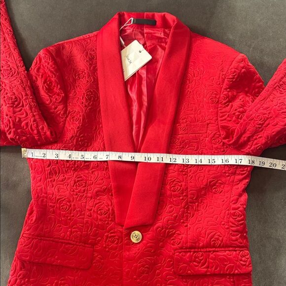 Men’s Slim Fit Red Floral 3 Piece Prom Party Tuxedo Suit 34 Jacket 31 Pants NEW - Picture 8 of 16